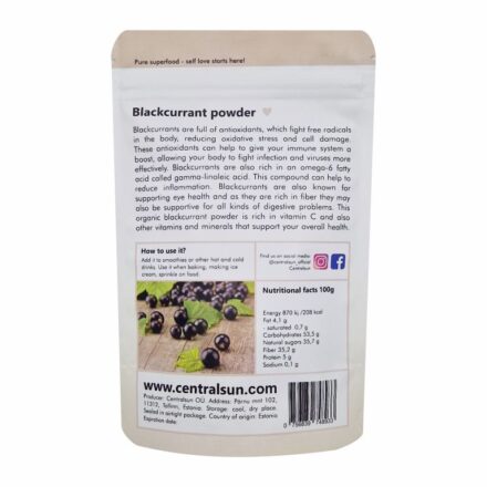 Bio Gefriergetrocknetes Schwarze Johannisbeerpulver Centralsun back