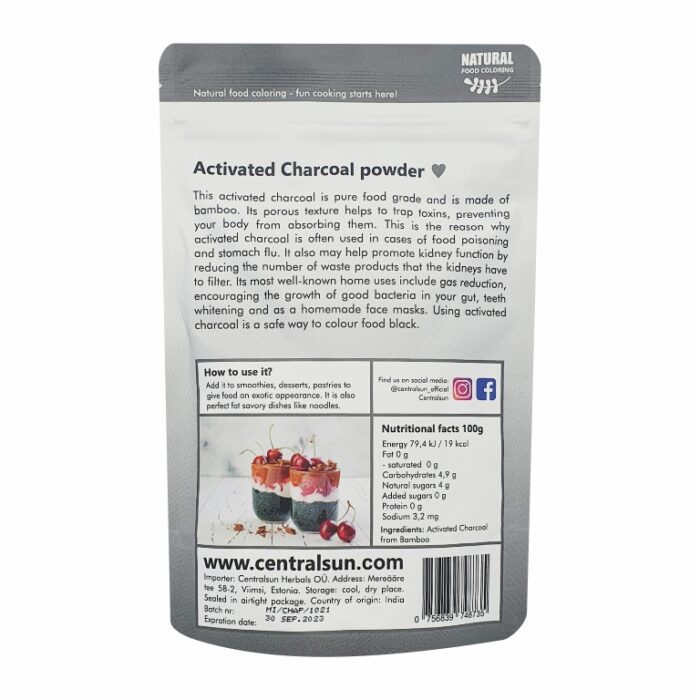 Activated charcoal centralsun back