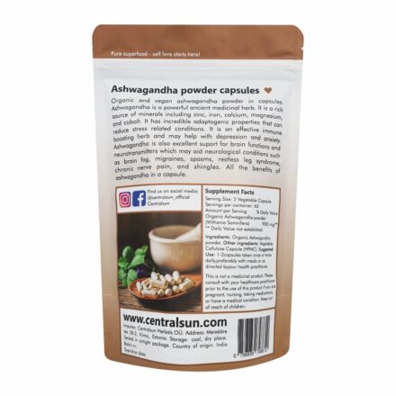 Bio Ashwagandha Pulver Kapseln | Centralsun back