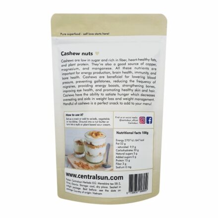 Bio-Cashewnüsse 400 g – Centralsun back