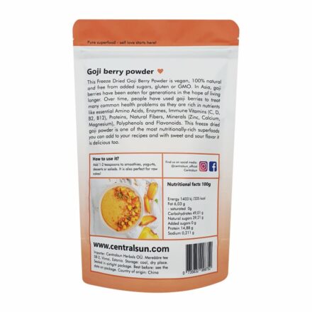 Gefriergetrocknetes Goji-Beerenpulver – Centralsun back