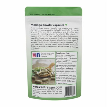 Bio Moringa Pulver Kapseln 500mg – 120 Stück | Centralsun back