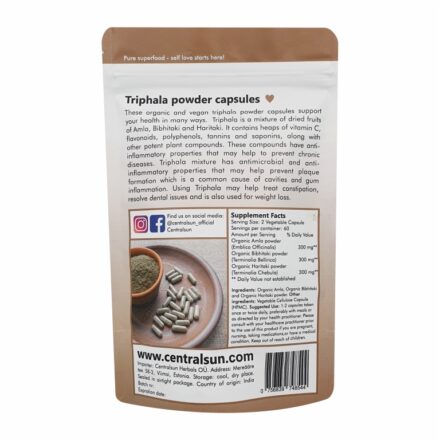 Triphala Pulver Kapseln 500 mg – 120 Stück | Centralsun back