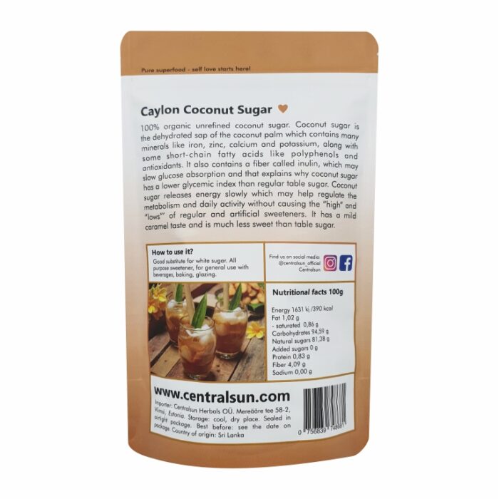 Цейлонский органический кокосовый сахар centralsun 2