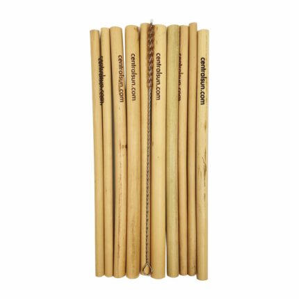 Bambuko šiaudeliai (10 vnt) su šepetėliu
