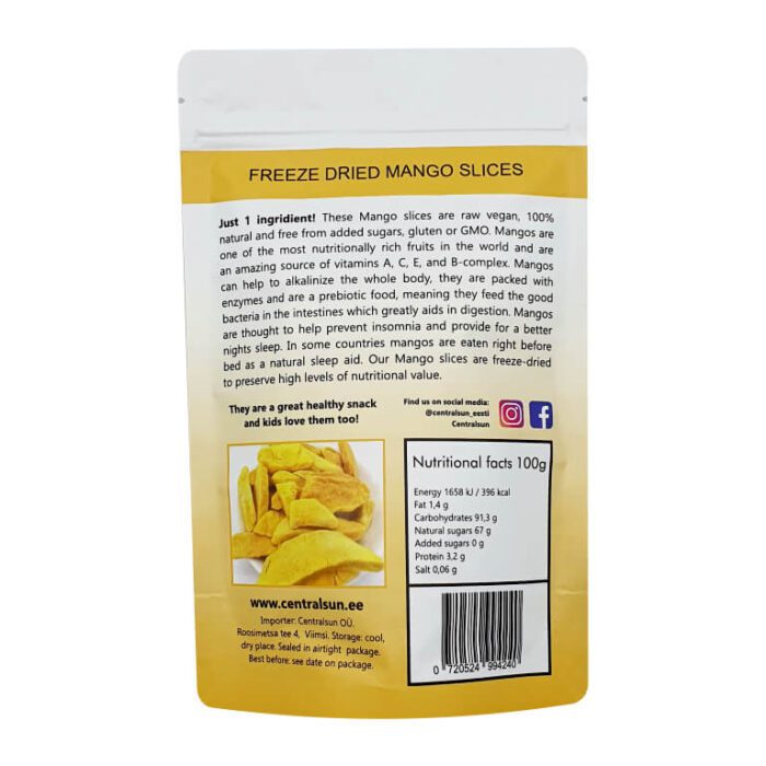 Liofilizuotų mangų skiltelės, 30 g