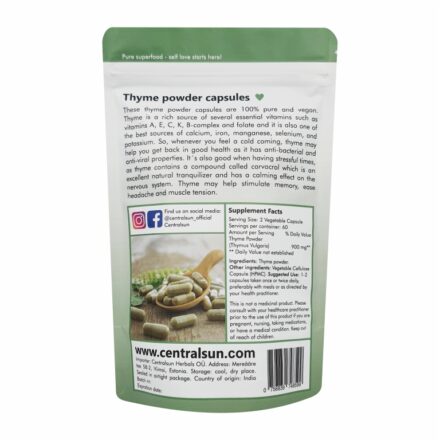 Bio Thymianpulver Kapseln 500 mg – 120 Stück | Centralsun back