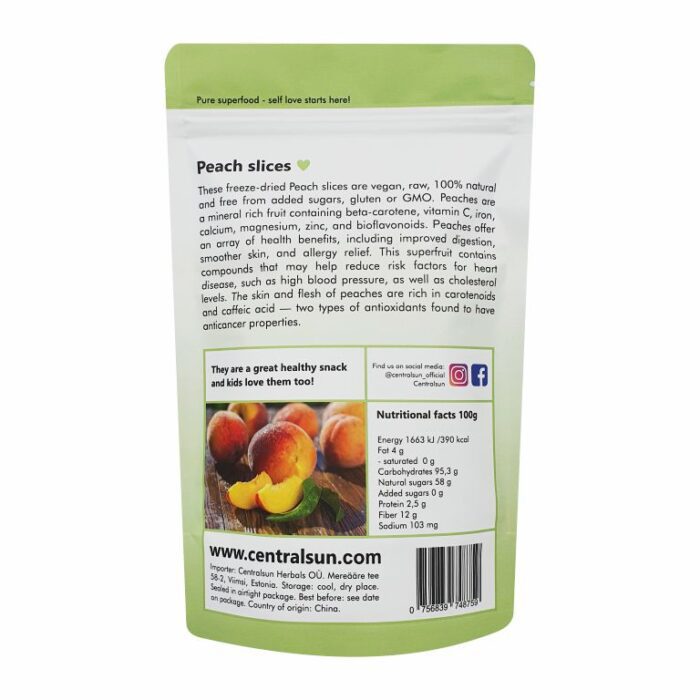 frystorkade persikoskivor centralsun
