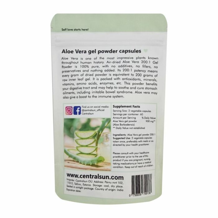 Aloe Vera gel powder capsules Centralsun