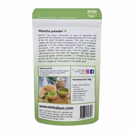 Bio Matcha Tee in Zeremonieller Qualität back