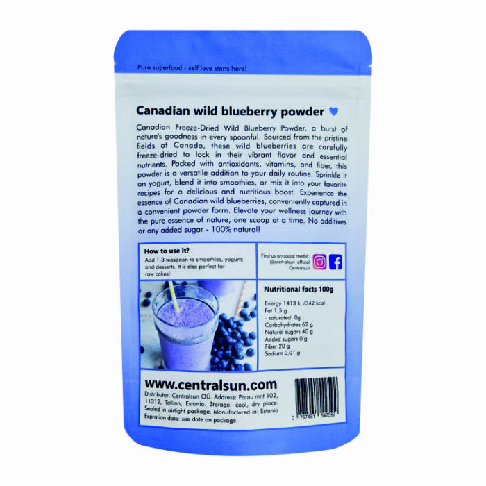 Freeze-dried Canadian wild blueberry powder Vaccinium angustifolium Centralsun 2