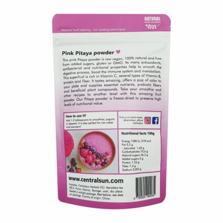 Pitaya drakono vaisių milteliai 100g centralsun 2