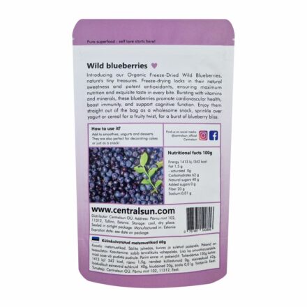 Bio Gefriergetrocknete Wildblaubeeren Centralsun back