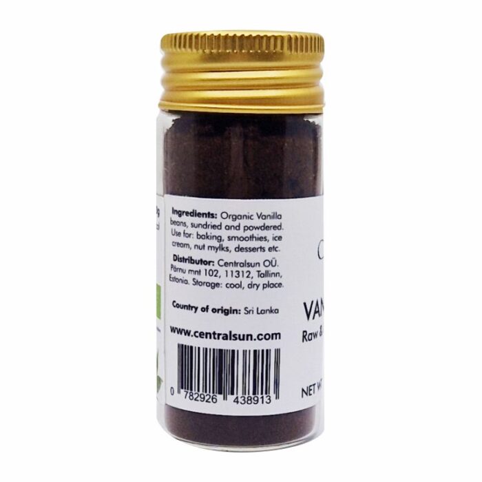 Organic Vanilla powder Centralsun back 1