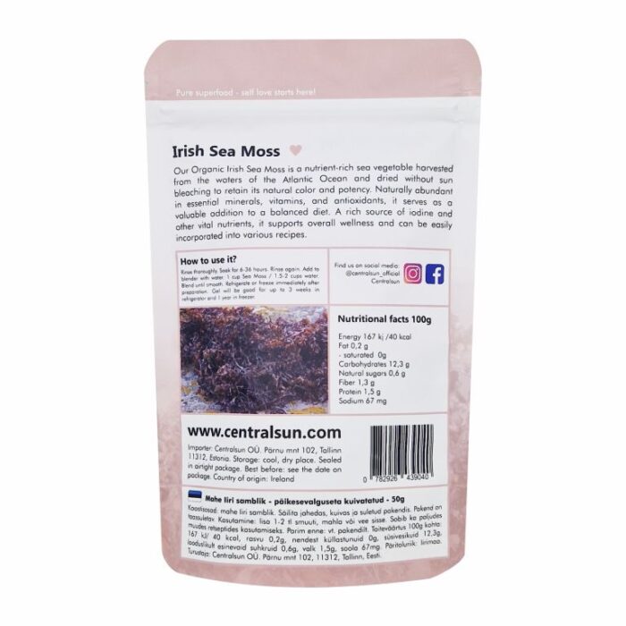 Organic Irish Sea Moss – Non-Sunbleached | Centralsun back