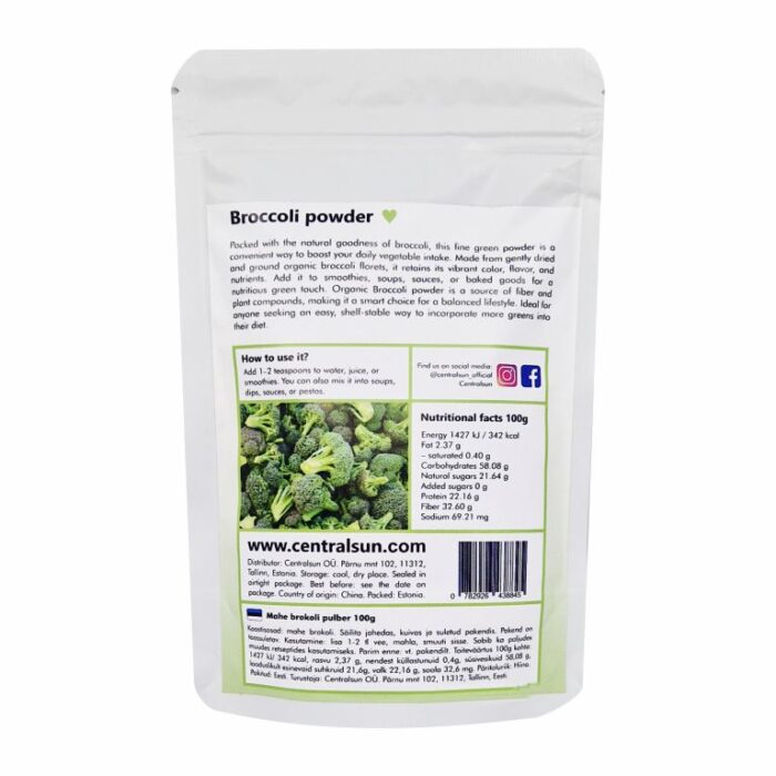 Organic Broccoli Powder | Centralsun back