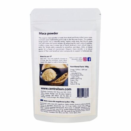 Organic Maca Powder – Natural Energy | Centralsun - back