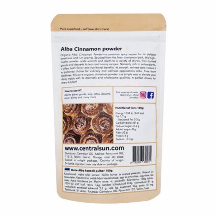 Alba Cinnamon Powder Centralsun – Back of Package