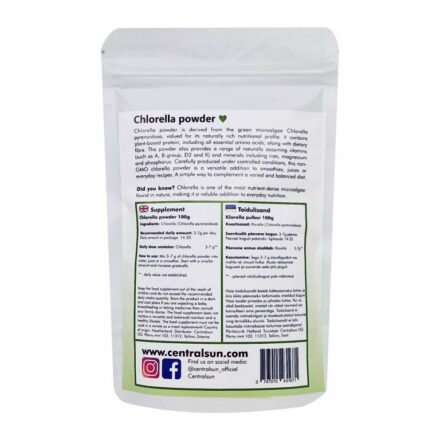 Chlorella Powder | Centralsun back